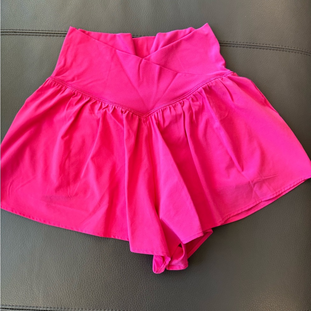 Aerie Bright Pink Athletic Crossover Shorts, Size Small
